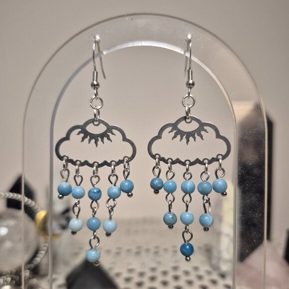 Buckets of Rain Larimar Cloud Earrings - Picture 1 of 6